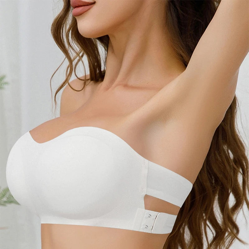 Strapless Push‑Up Ice Silk Bra – Invisible Beauty Back