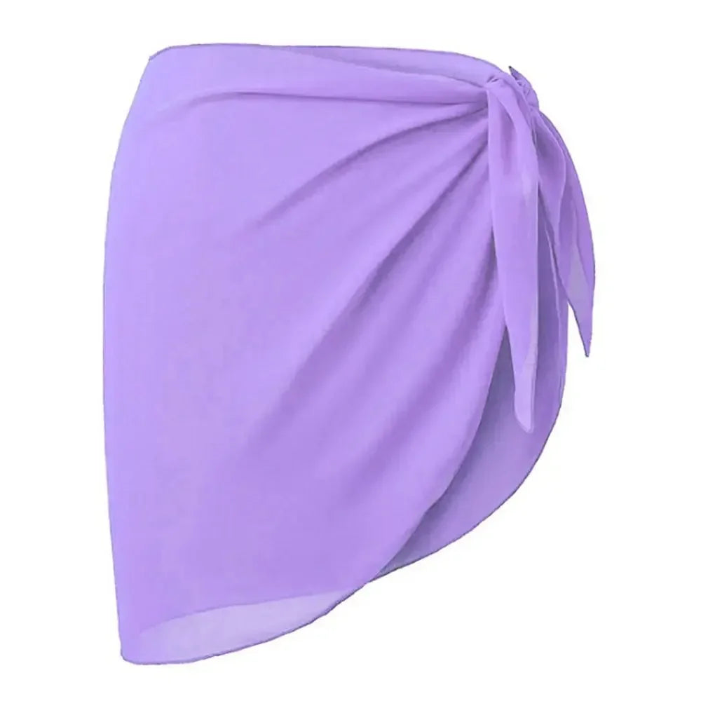 light purple chiffon sarong wrap with side knot laid flat