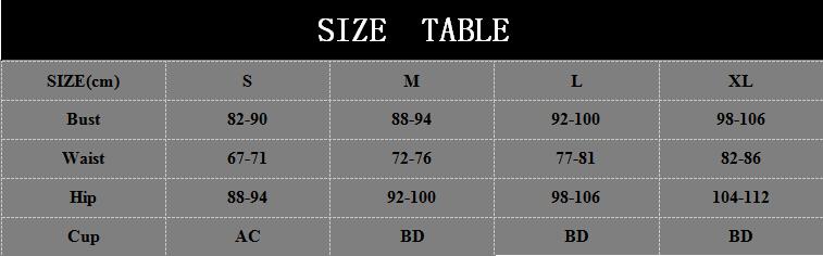 Sexy High Waist Bandeau Brazilian Bikini Swimsuit Size Chart