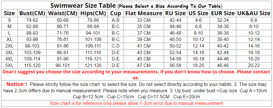 Sexy Pleated Bandeau Mini Thong Bikini Swimsuit Size Chart