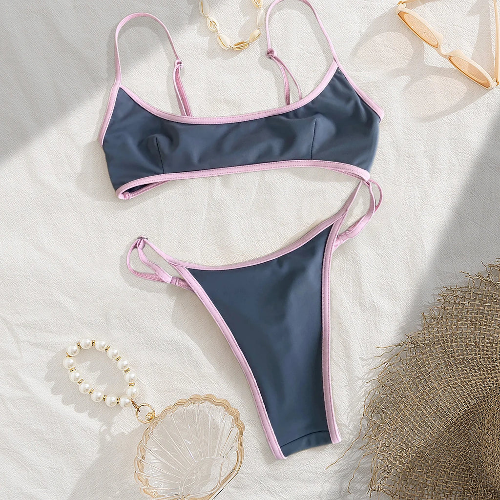 Chain Brazilian Bikini Set with Square or Triangle Top