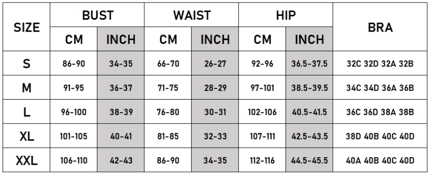 Solid Diamond Push Up Bikini Swimsuit Size Chart