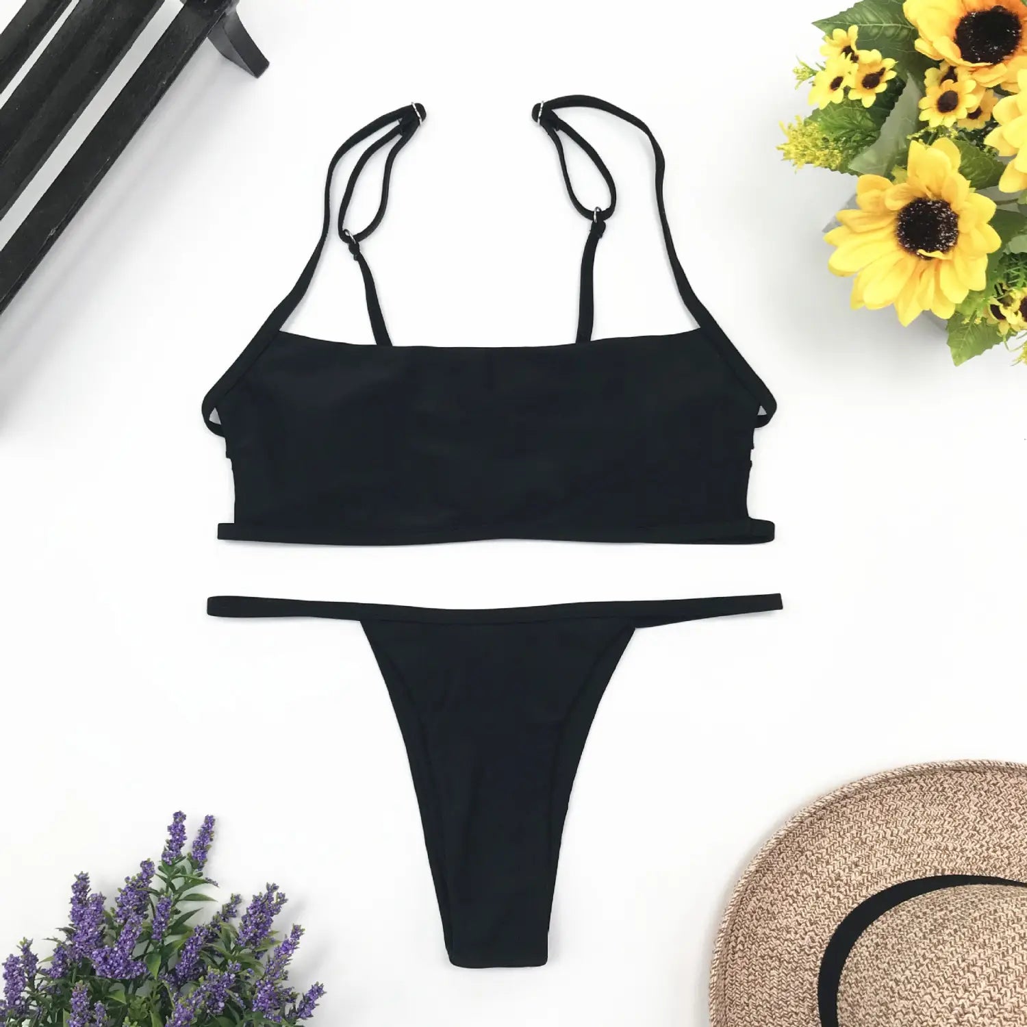 Bikini atrevido de dos piezas con abertura a rayas - Trajes de baño sexy