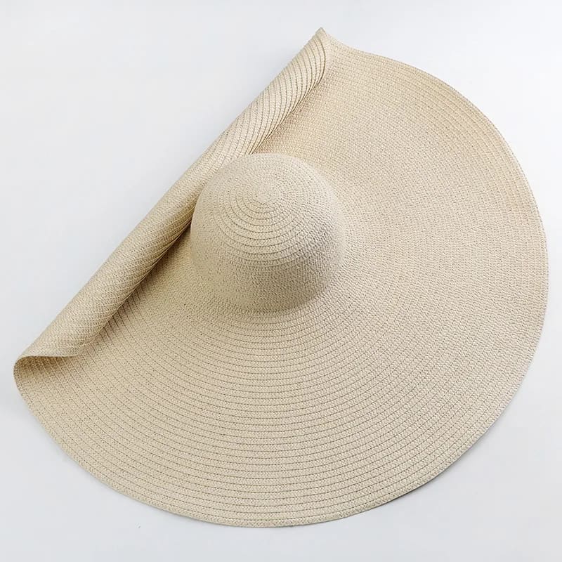 70cm Wide-Brim Foldable Beach Sun Hat - beige / 54-57cm On sale