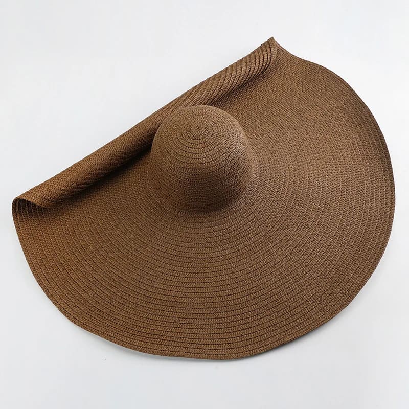 70cm Wide-Brim Foldable Beach Sun Hat - brown / 54-57cm On sale