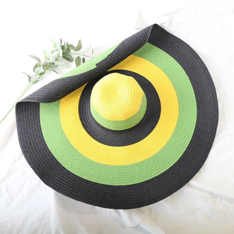 70cm Wide-Brim Foldable Beach Sun Hat - colorful 2 / 54-57cm On sale