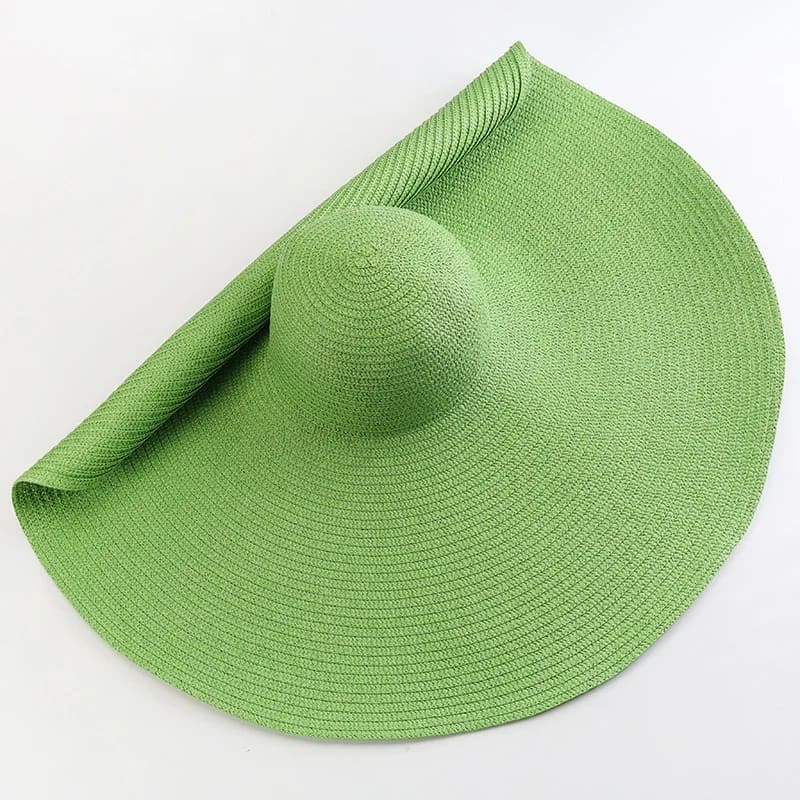 70cm Wide-Brim Foldable Beach Sun Hat - green / 54-57cm On sale