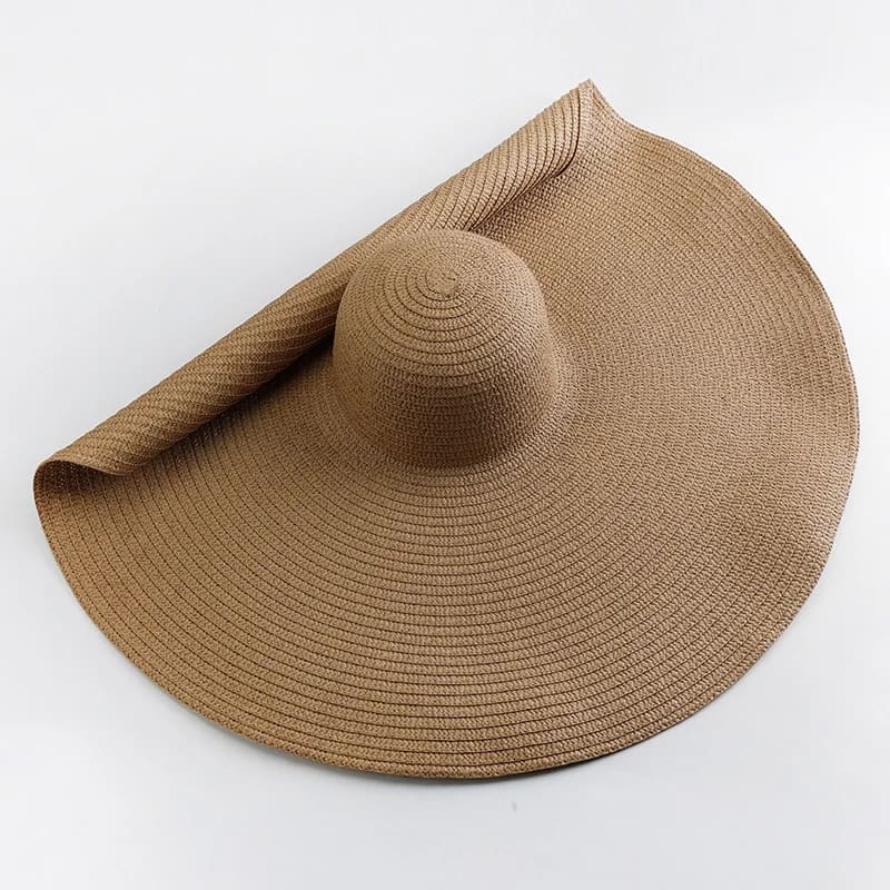 70cm Wide-Brim Foldable Beach Sun Hat - khaki / 54-57cm On sale