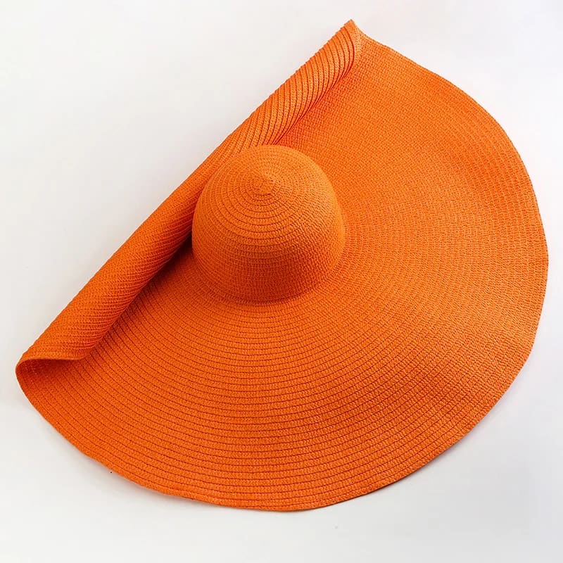 70cm Wide-Brim Foldable Beach Sun Hat - orange / 54-57cm On sale