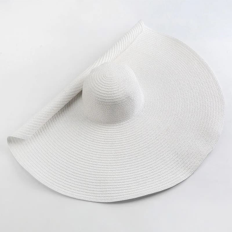 70cm Wide-Brim Foldable Beach Sun Hat - white / 54-57cm On sale