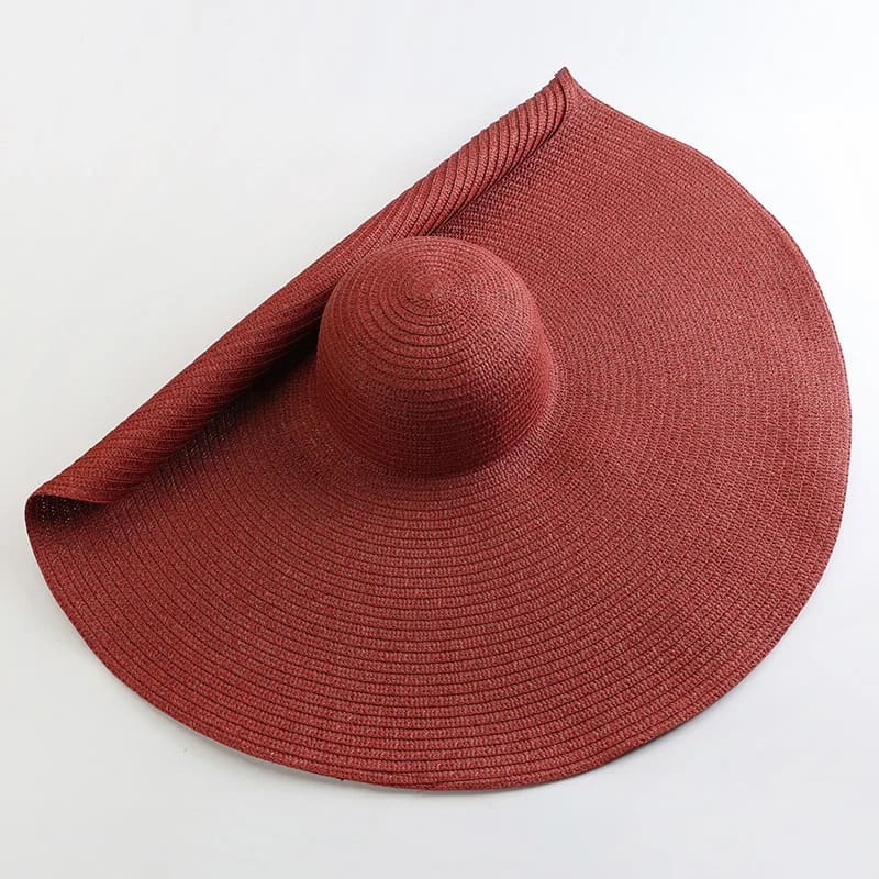 70cm Wide-Brim Foldable Beach Sun Hat - wine red / 54-57cm On sale