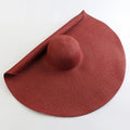 70cm foldable beach sun hat in wine red with wide brim and rounded crown