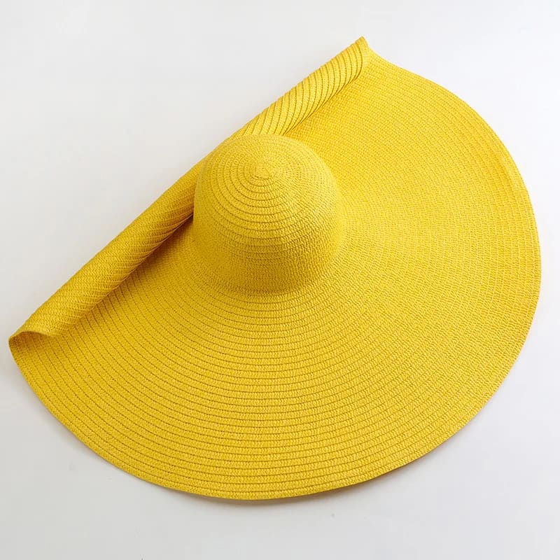 70cm Wide-Brim Foldable Beach Sun Hat - yellow / 54-57cm On sale