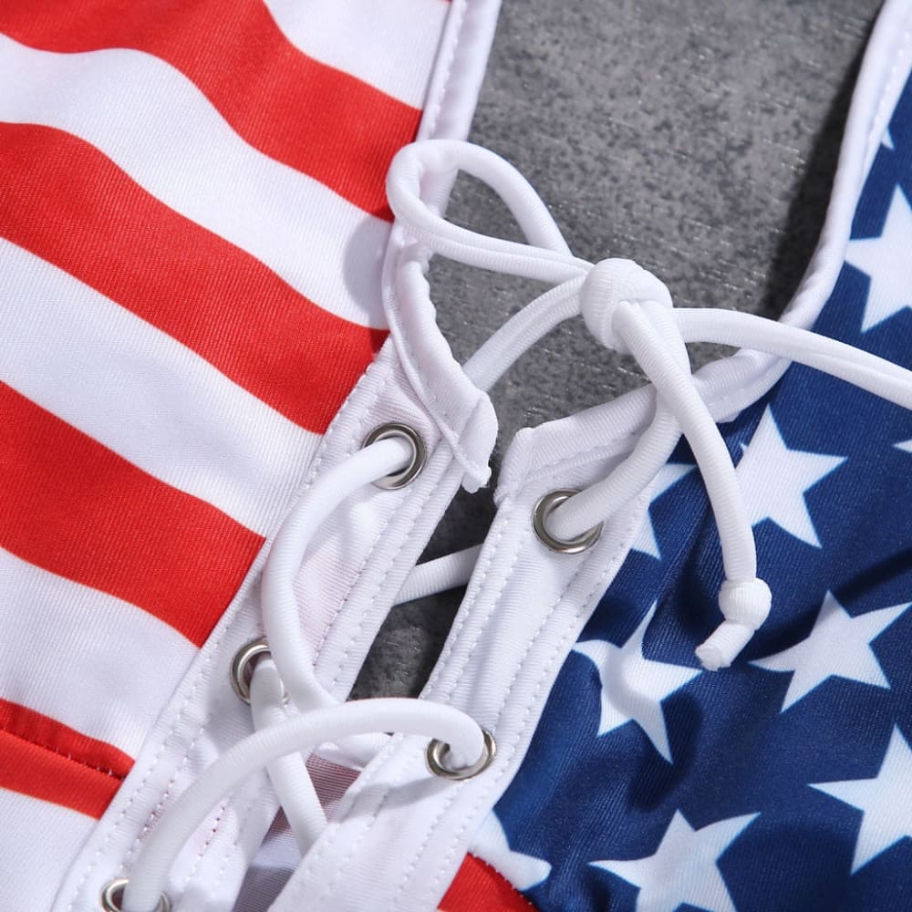 American Flag Lace-Up Monokini - On sale