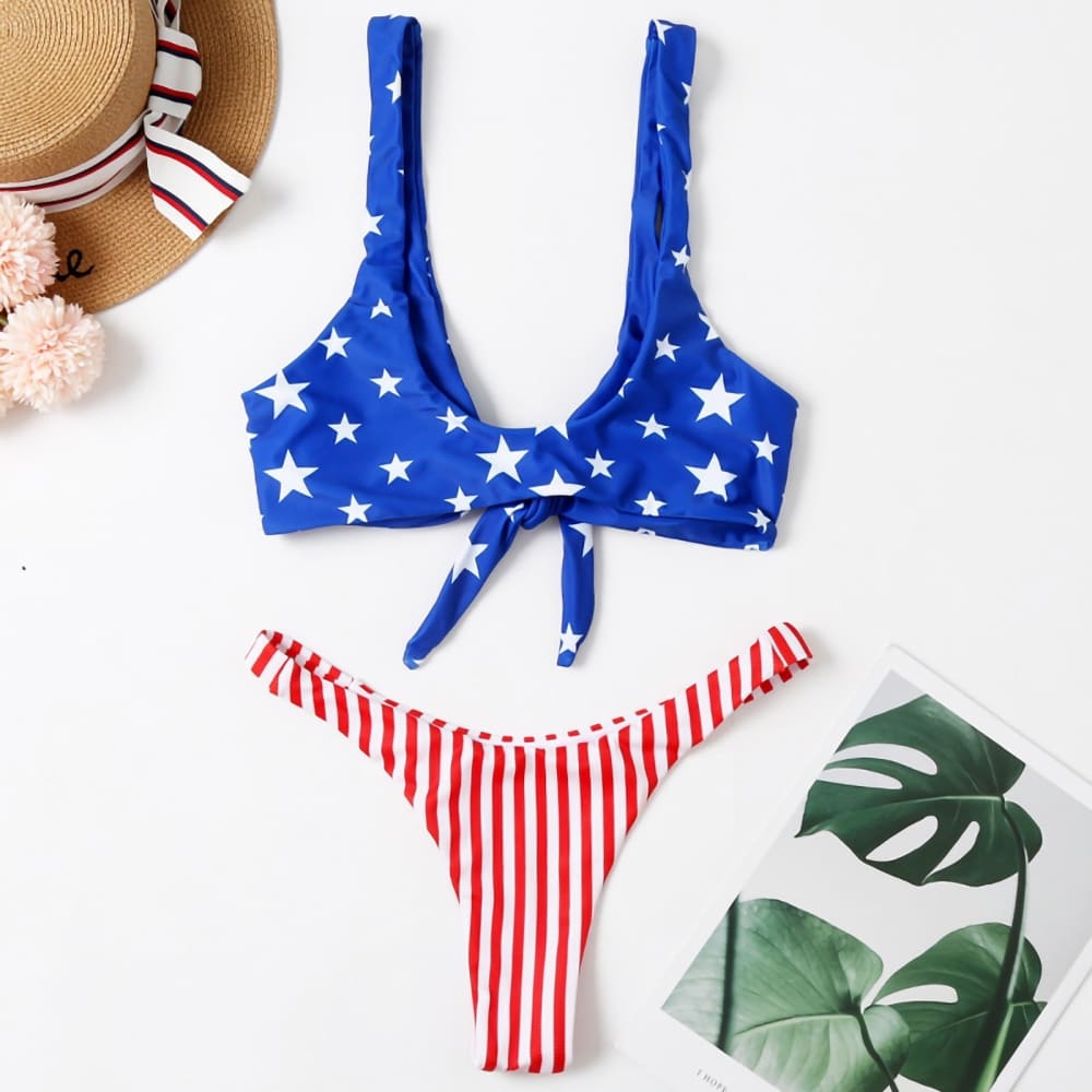 American Flag Thong Cheeky Bikini - On sale