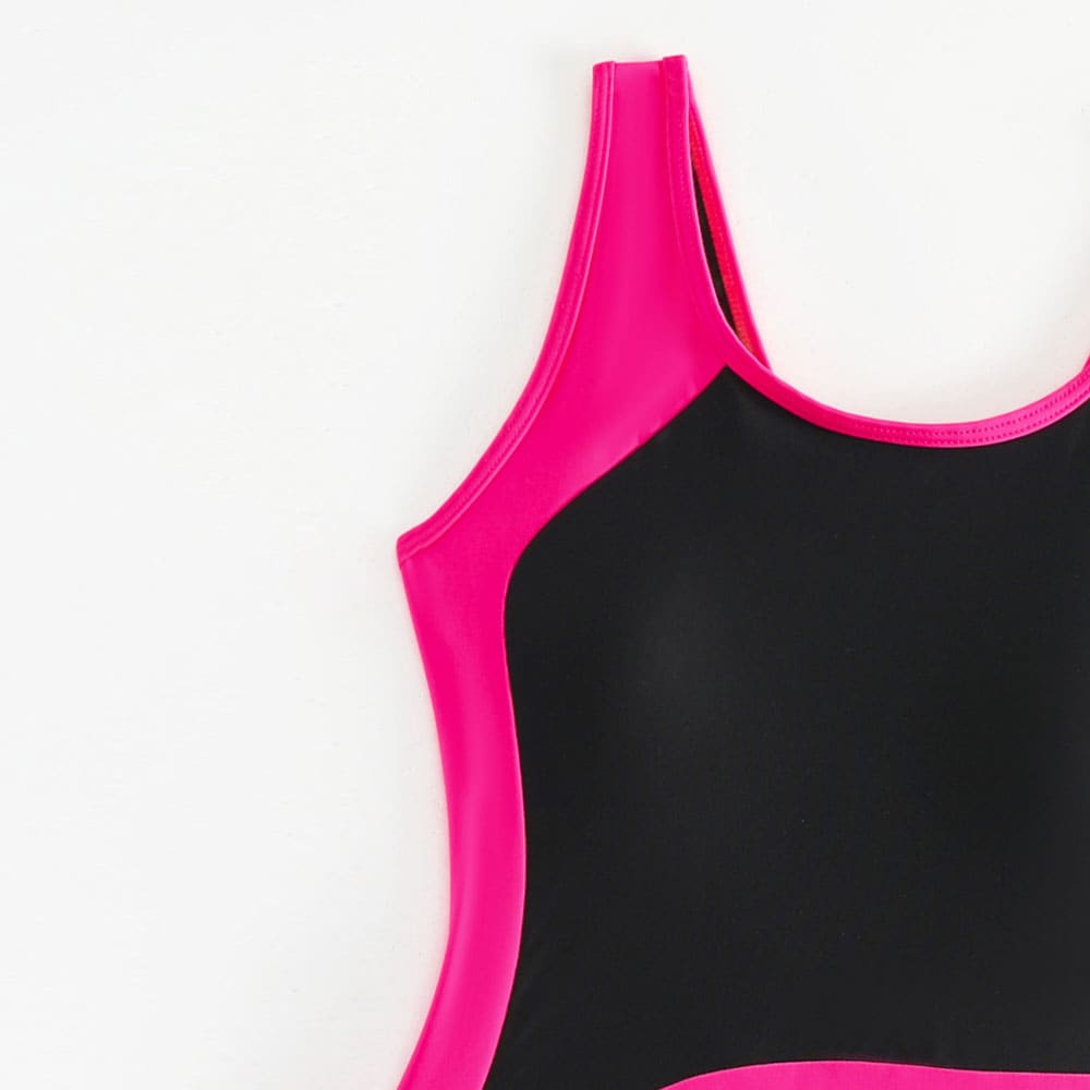 Athletic Color Block High Leg Cheeky Cut Out Swimsuit - On sale