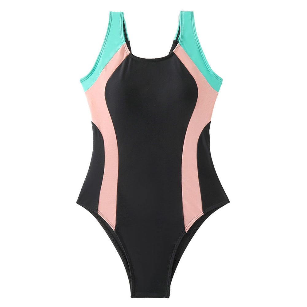 Athletic Contrast Scoop Neck Brazilian One Piece Swimsuit - On sale