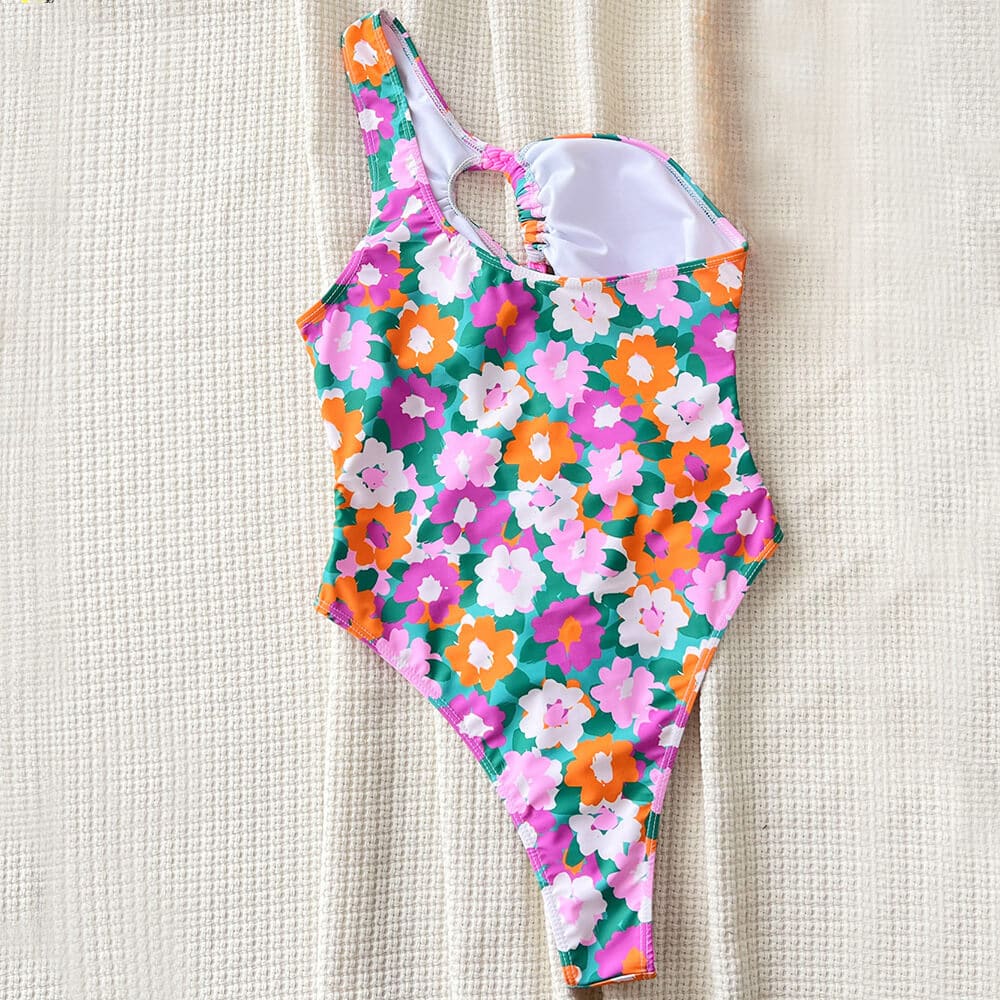 Boho Floral High Leg One Piece Swimsuit - On sale