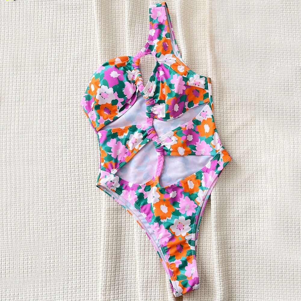 Boho Floral High Leg One Piece Swimsuit - On sale