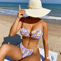 Boho Tie Dye O Ring Cutout Shirred Brazilian Bikini - Multicolor / S On sale