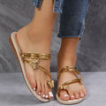 Butterfly Flat Shoes Summer Sandals Flip Flops Beach - Yellow gold / Size35 On sale