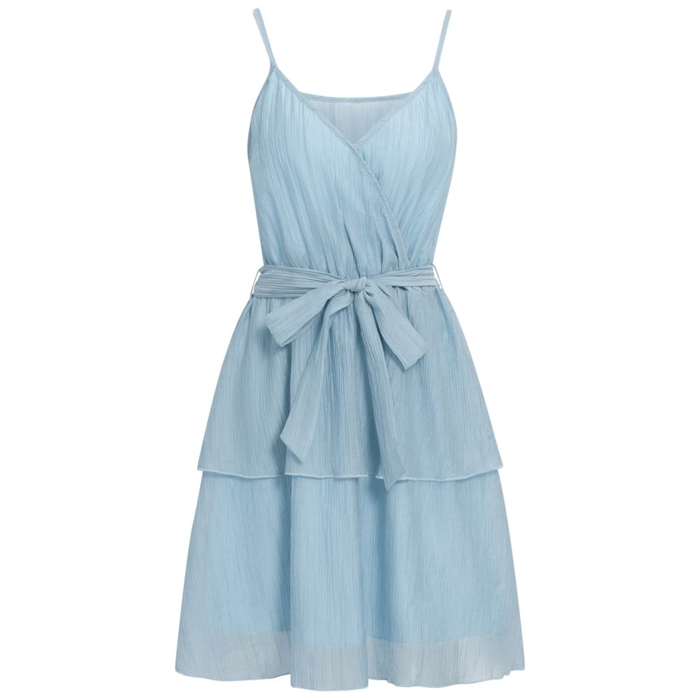 Casual Solid V-neck Waist Strap Suspender Dress - On sale