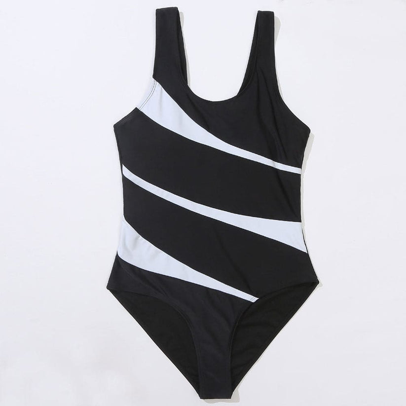 Contrast Athletic Scoop Neck Brazilian One Piece SwimsuitSunnybikinis