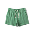 Katoenen sportshorts voor heren, groene kleur, elastische taille met trekkoord