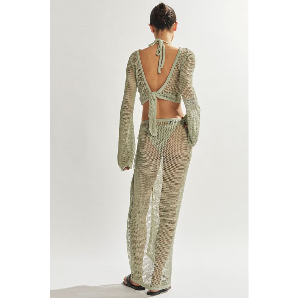 Crochet Bell Sleeve Wrap Skirt Set - On sale