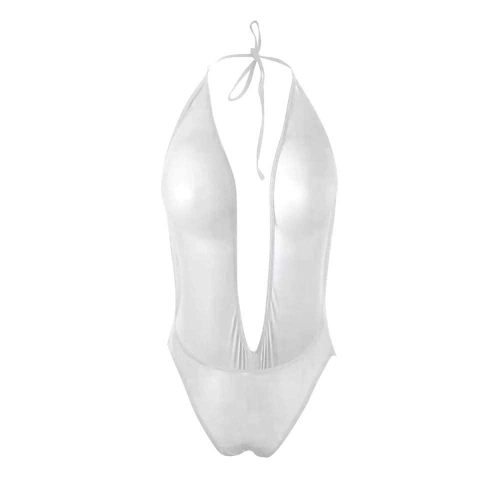 Deep V Lace Mesh Bodysuit One-Piece Lingerie Swimsuit - On sale