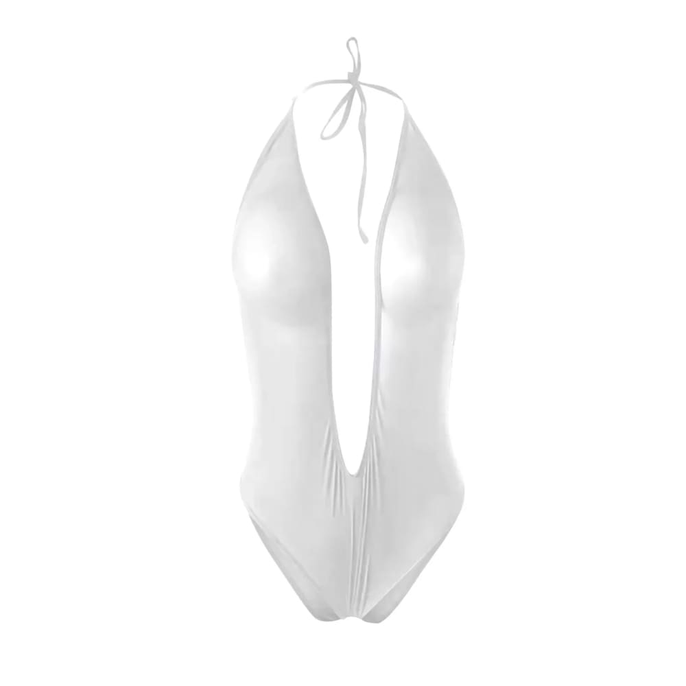 Deep V Lace Mesh Bodysuit One-Piece Lingerie Swimsuit - On sale