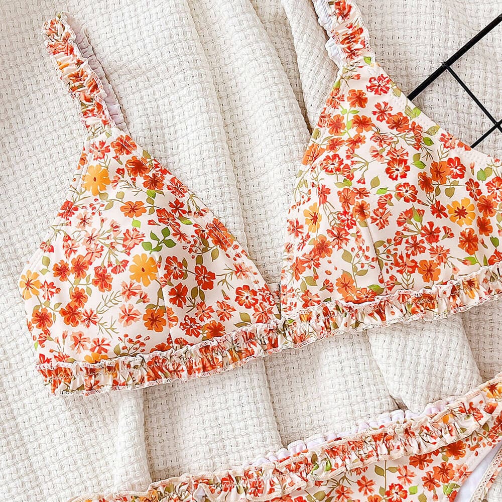 vibrant-floral-print-ruffled-high-leg-triangle-brazilian-two-piece-bikini-swimsuit-Floral-4 - Sunnybikinis