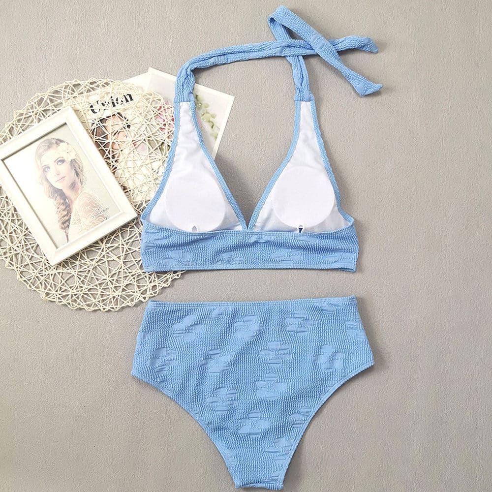 Floral Athletic Shirred Halter Brazilian Bikini Swimsuit - On sale