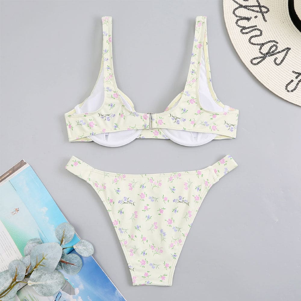 Floral Print High-Leg Brazilian Bikini - On sale