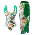 Floral Print One-Shoulder One Piece Swimsuit With Skirt - set 15 / S On sale