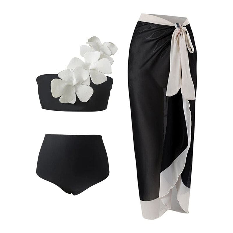 Floral Print One-Shoulder One Piece Swimsuit With Skirt - On sale