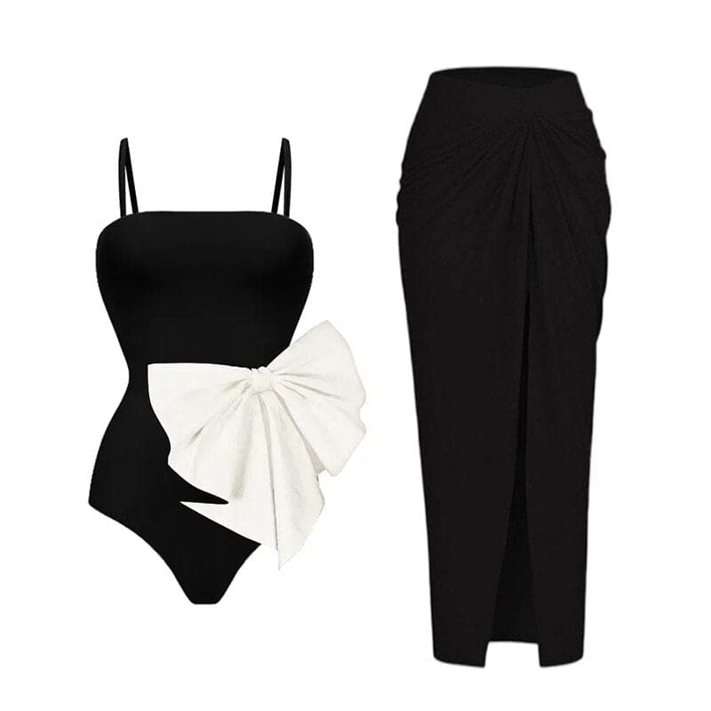 Floral Print One-Shoulder One Piece Swimsuit With Skirt - On sale