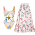 Floral Print One-Shoulder One Piece Swimsuit With Skirt - set 3 / S On sale