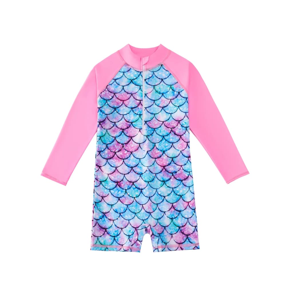 Girls Mermaid One‑Piece Swimsuit with Scale Print - Pink / 3-4Y (100) 3-4T On sale