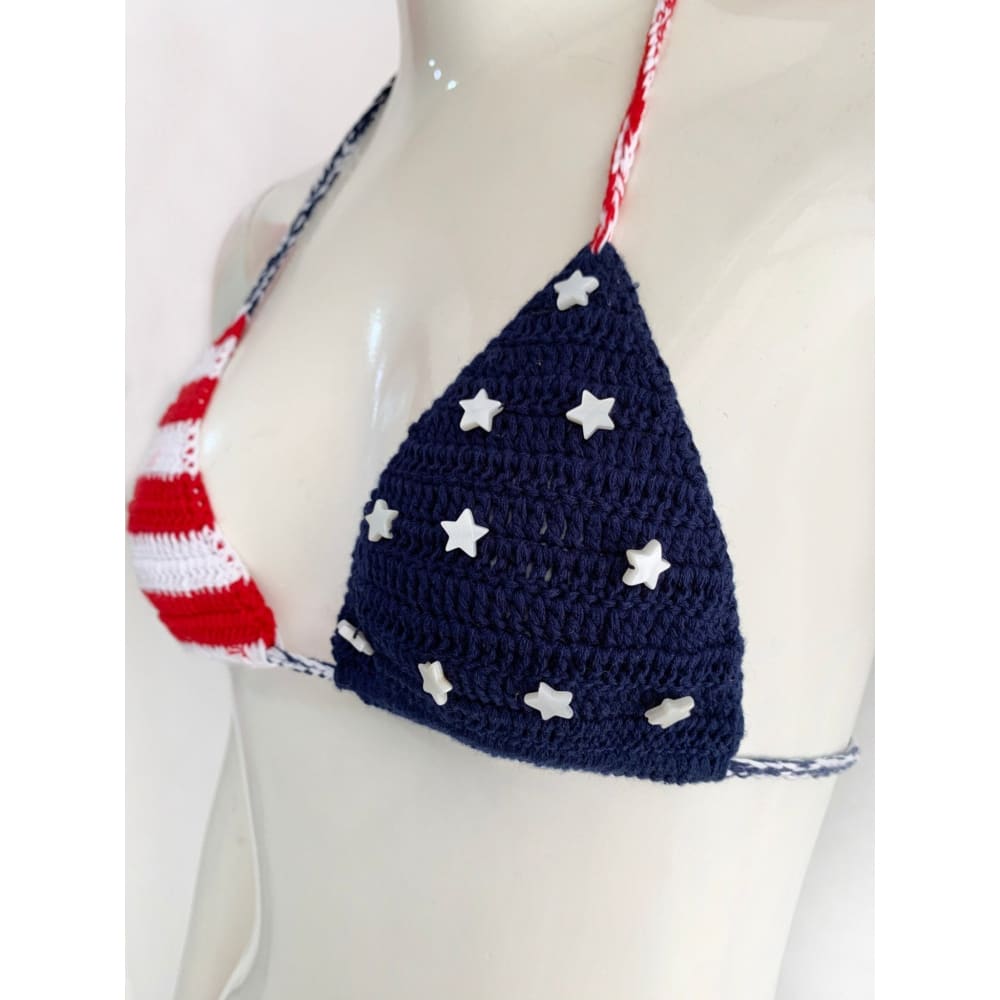 Handmade Crochet American Flag Swimsuit - On sale