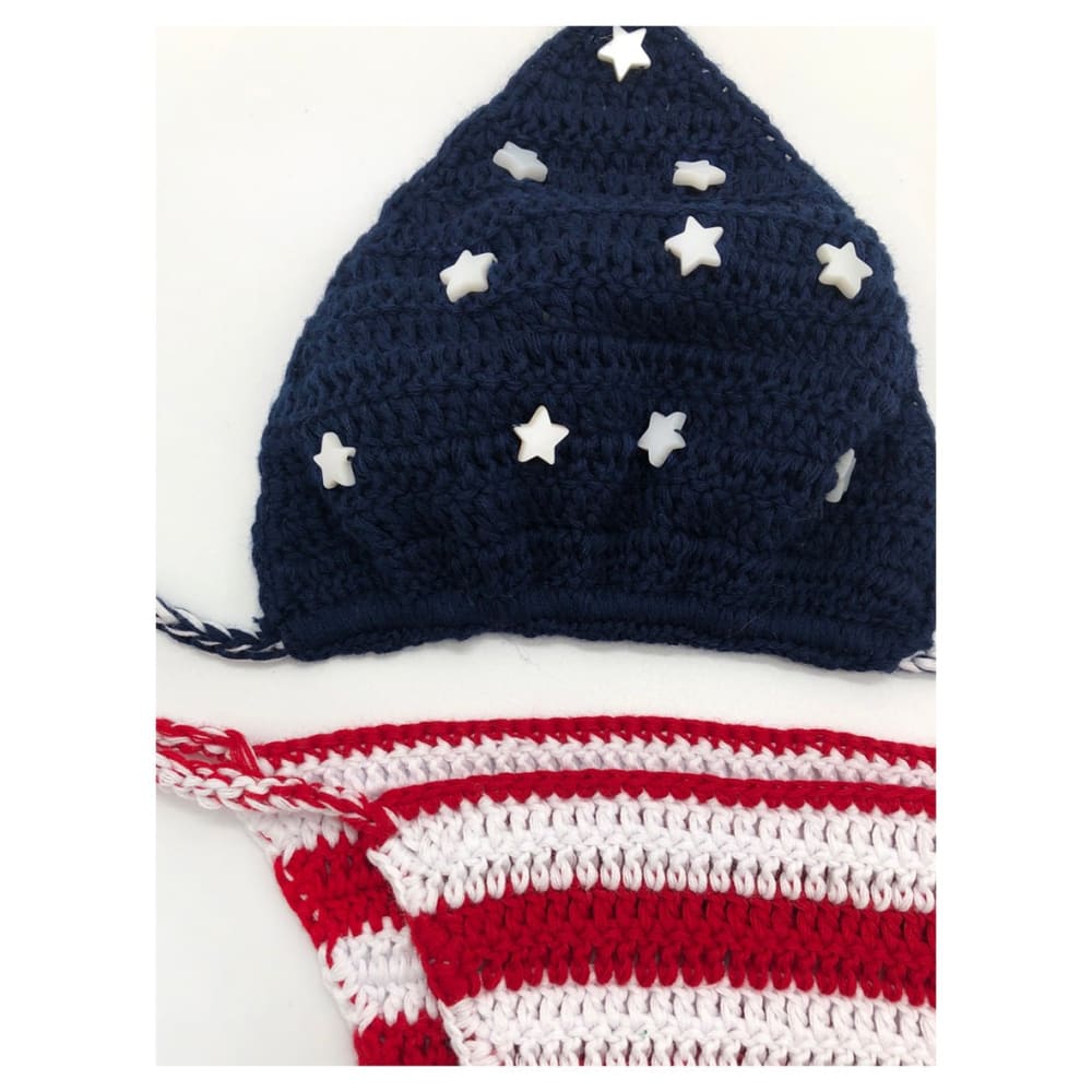Handmade Crochet American Flag Swimsuit - On sale
