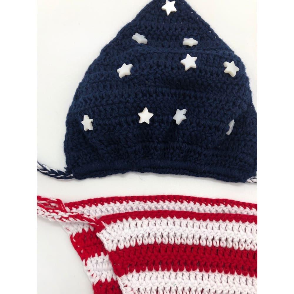 Handmade Crochet American Flag Swimsuit - On sale