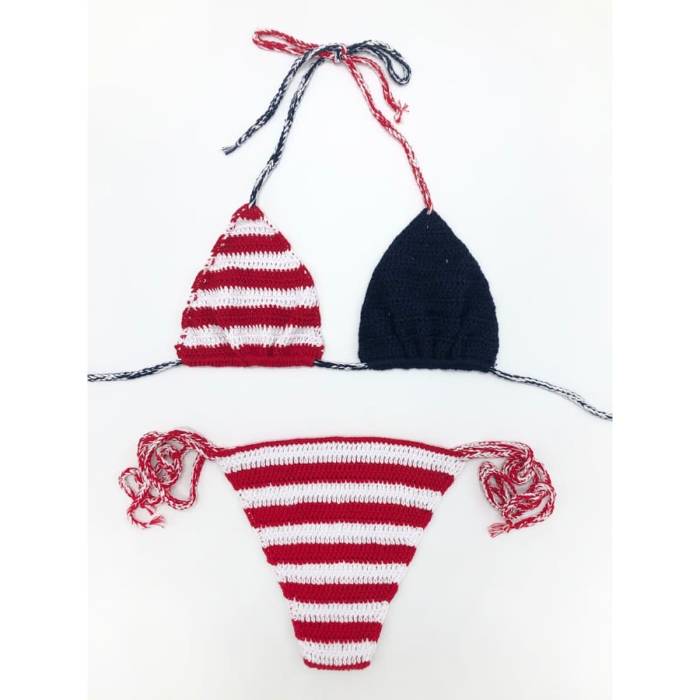 Handmade Crochet American Flag Swimsuit - On sale