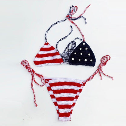 Handmade Crochet American Flag Swimsuit - S On sale