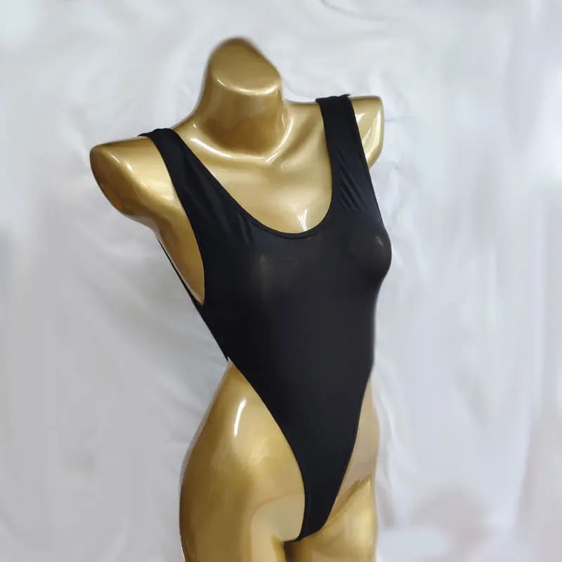High Cut Ice Silk See-Through Thong Bodysuit Swimsuit - On sale