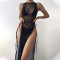 High Neck Halter Triangle Bikini Three Piece Beach Cover-ups - X21SW5060-1 / M On sale