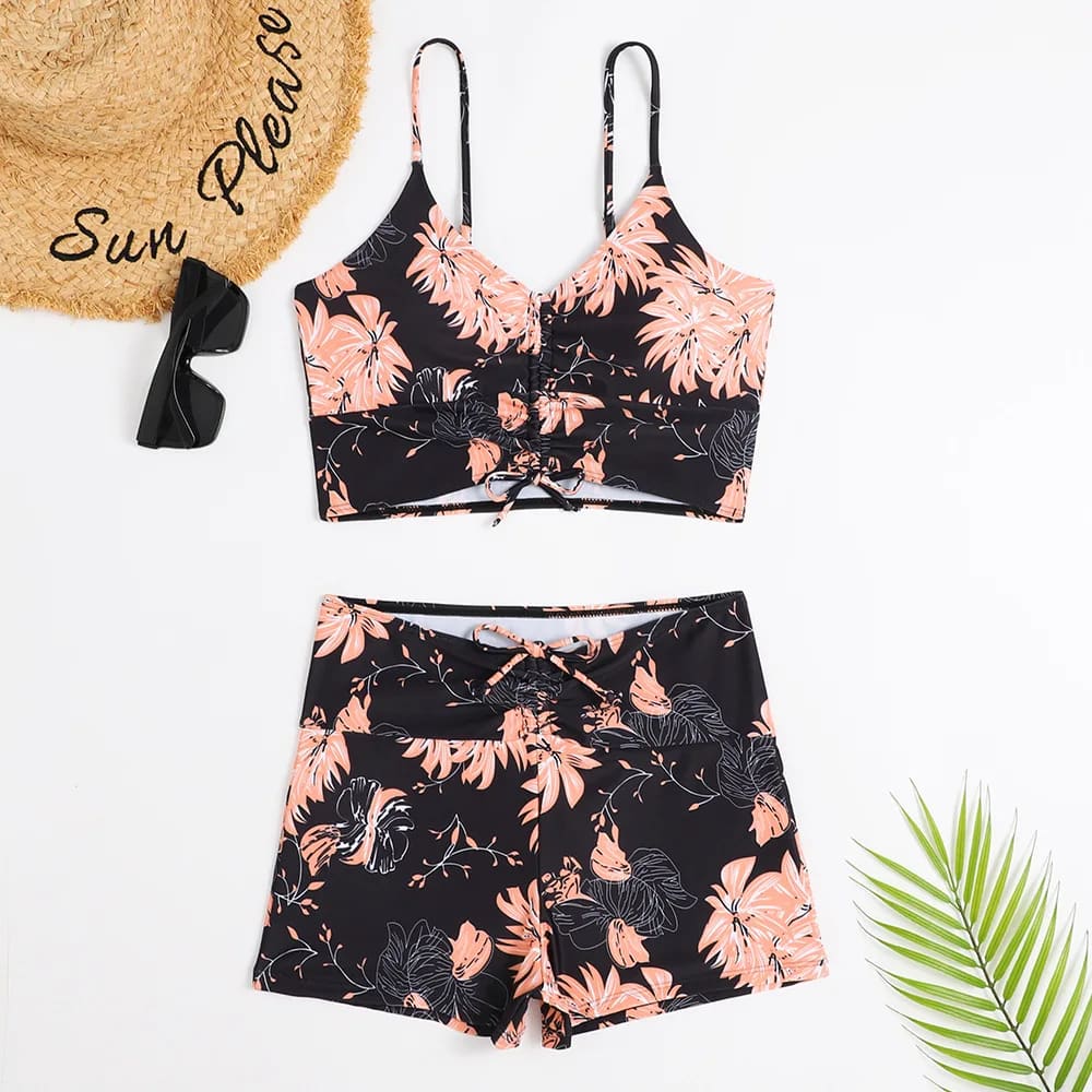 High Waist Floral Tankini Two-Piece Swimsuit Women Push-Up - 03 print / M On sale