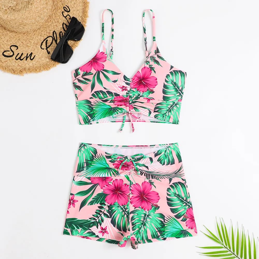 High Waist Floral Tankini Two-Piece Swimsuit Women Push-Up - 04 print / L On sale