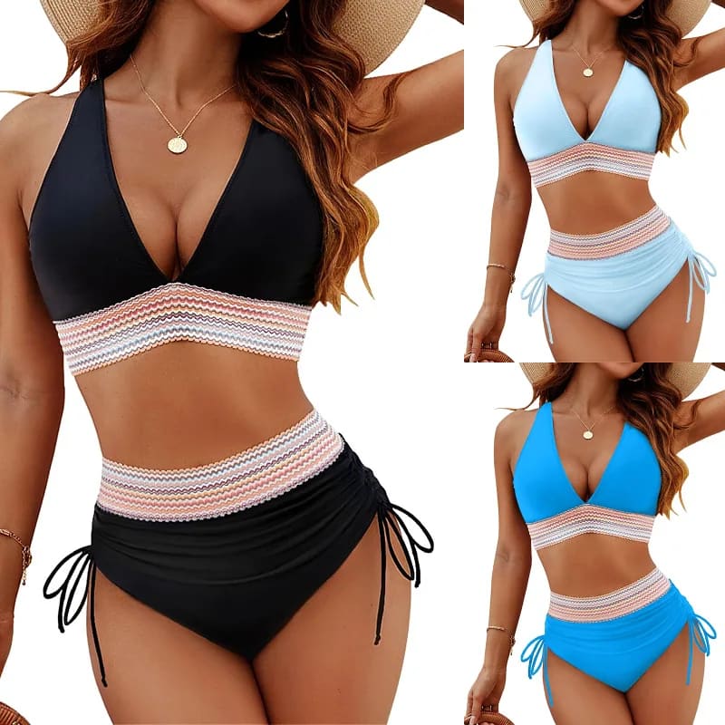 High Waist Split Bikini with Chest Cushion - On sale