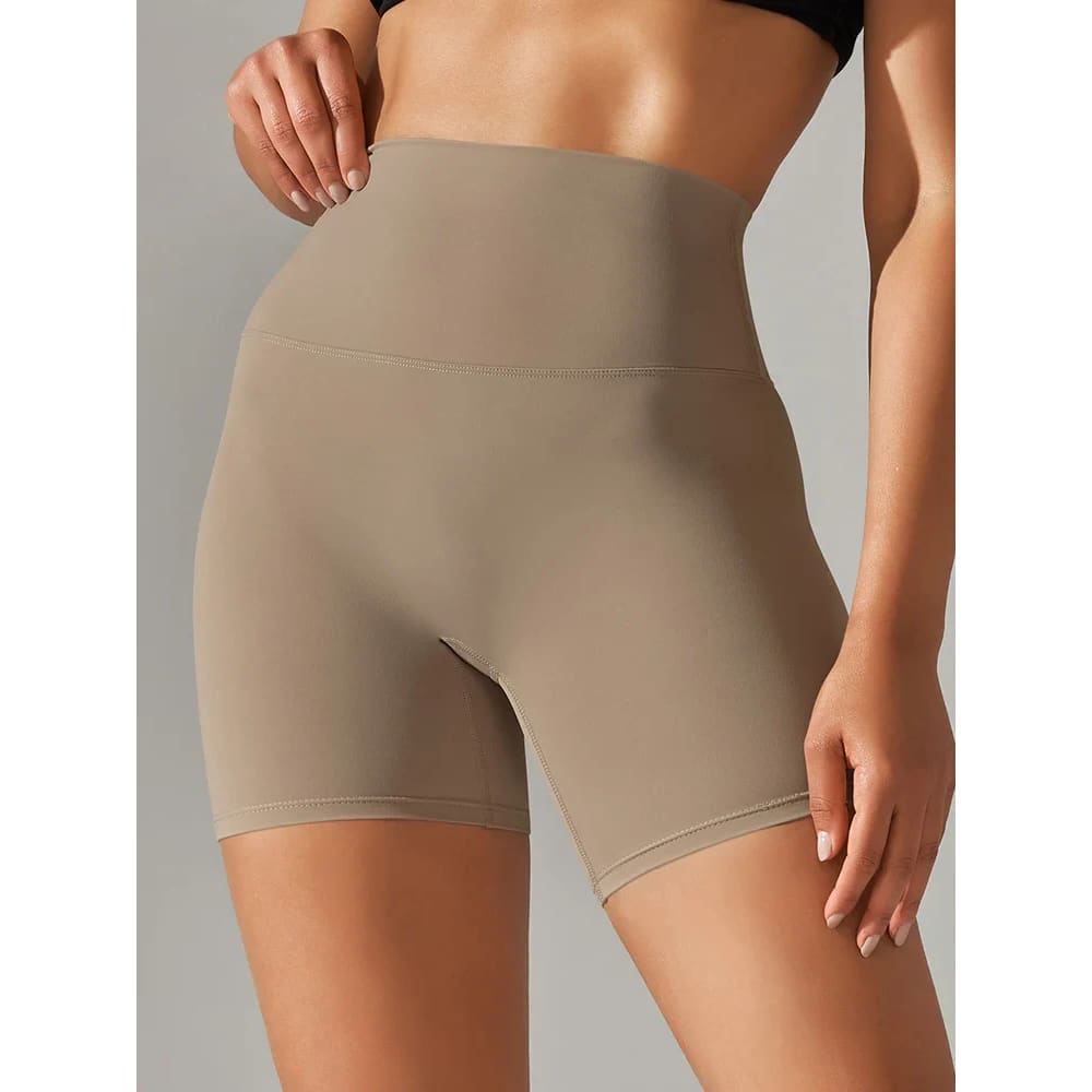 High Waist Squat-Proof Yoga Legging Shorts Quick-Dry - Cocoa / XS On sale